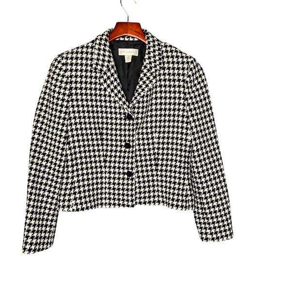 Petite Sophisticate Jackets & Blazers - Petite Sophisticate Houndstooth Blazer Jacket Sz 8‎ Italy Classic Tweed Timeless